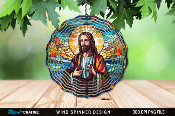 FRR Jesus Stained Glass Wind Spinner Png Crafts