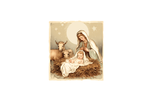 Jesus and Maria Christmas Card Illustrations