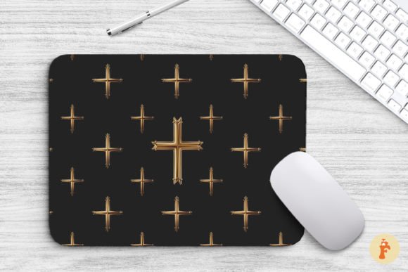 Mouse Pad Luxury Golden Jesus Cross