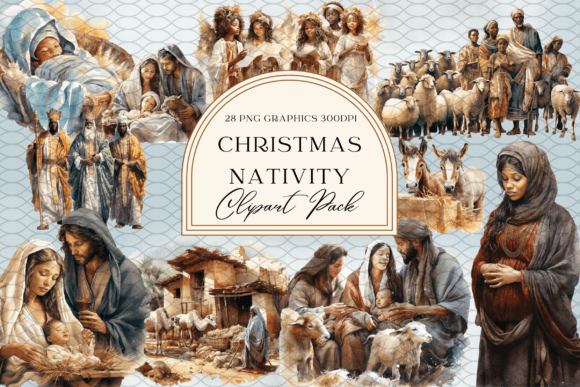 Nativity Religous Christian Christmas Illustrations