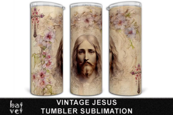 Vintage Jesus Tumbler Sublimation Design & Crafts